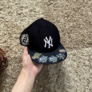 Rare Black New Era Derek Jeter 5X World Series New York Yankees NY Hat Cap Sz OS